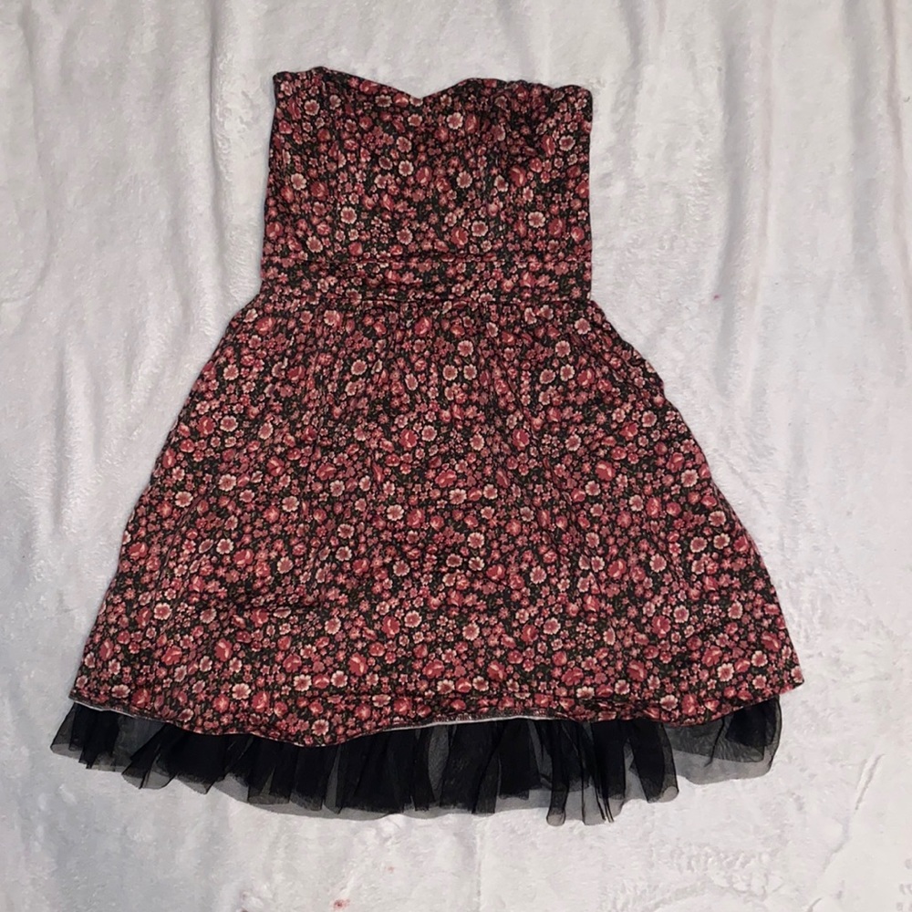 SOUND & MATTER SMALL FLORAL STRAPLESS DRESS